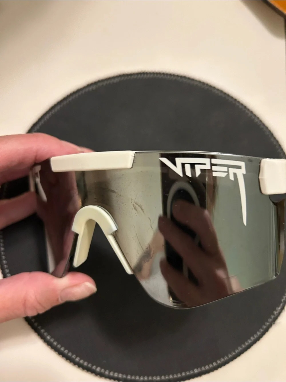 Pit Viper White and Black Shield Mirror Sunglasses